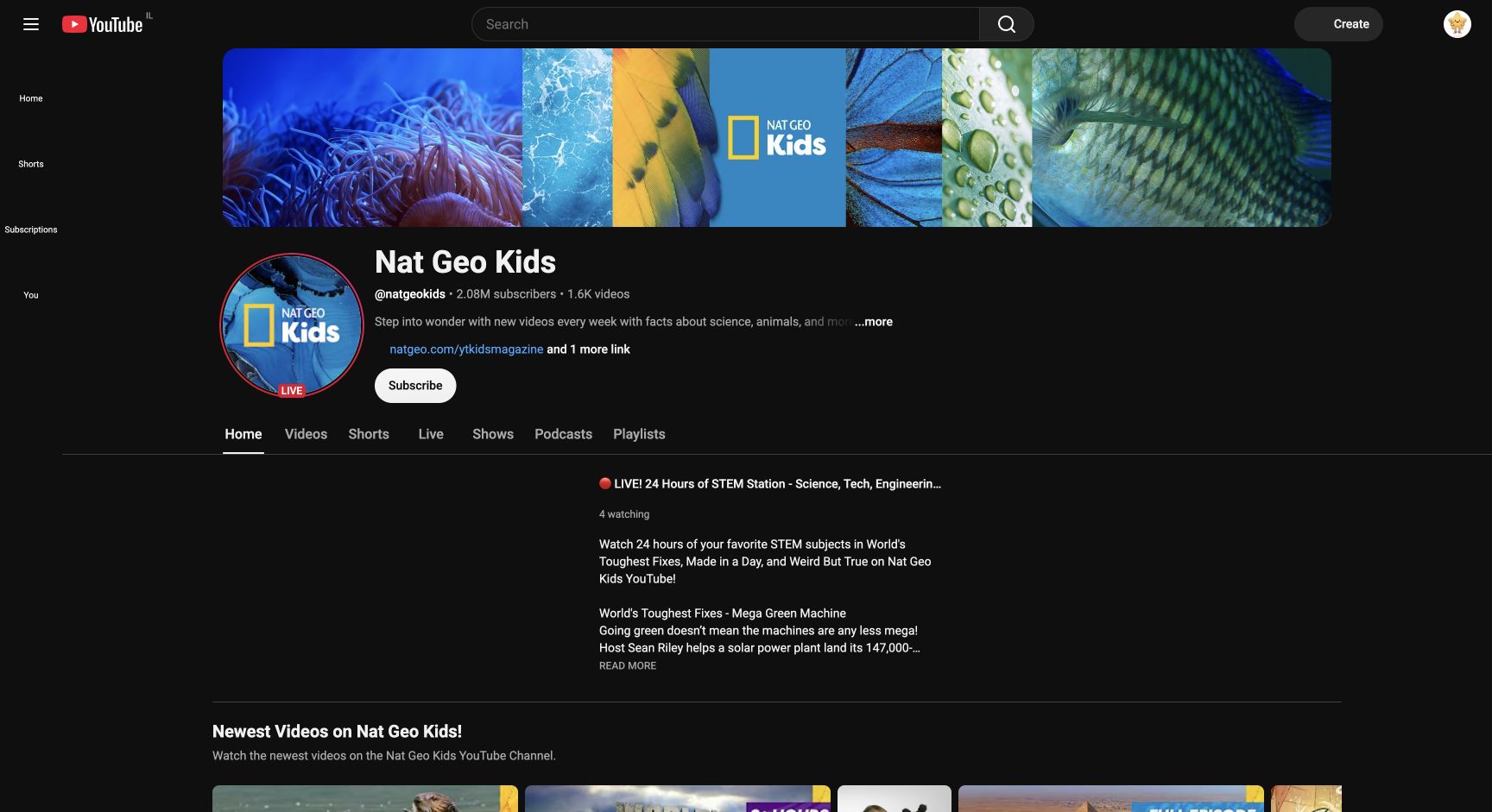 Screenshot of Nat Geo Kids