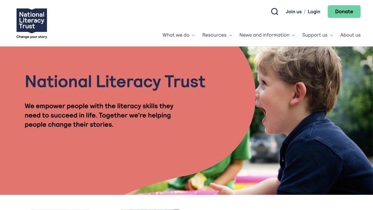 Screenshot of National Literacy Trust