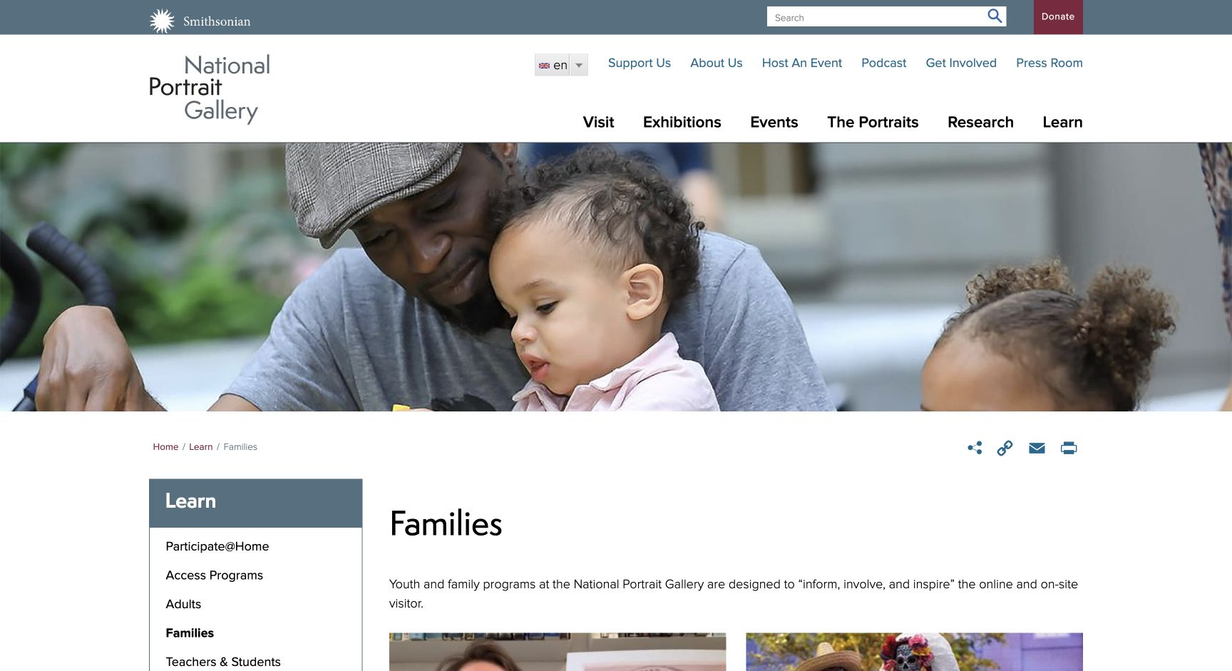 Screenshot of National Portrait Gallery Families
