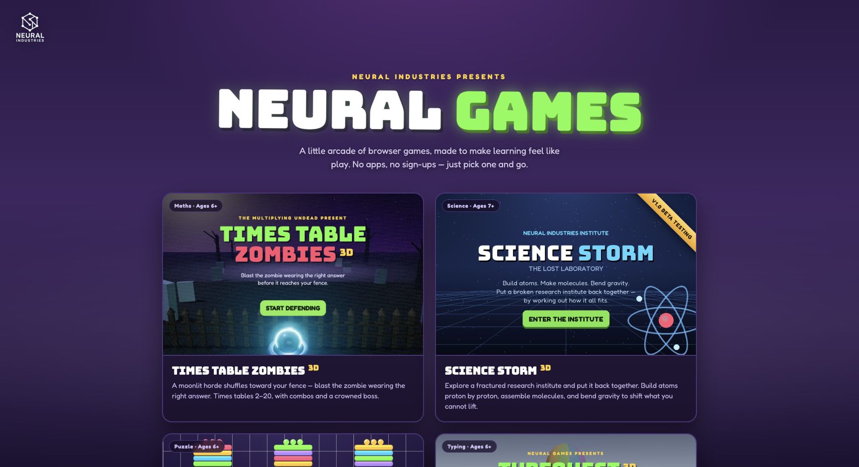 Screenshot of Neural Games