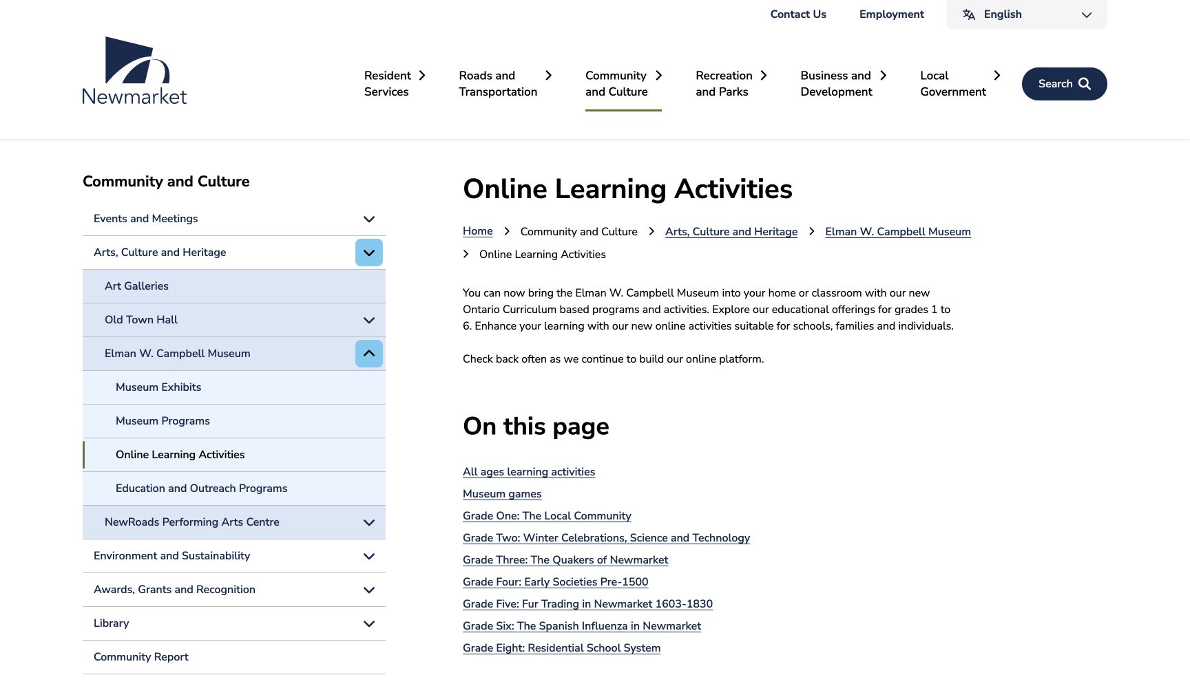 Screenshot of Elman W. Campbell Museum Online Learning Activities