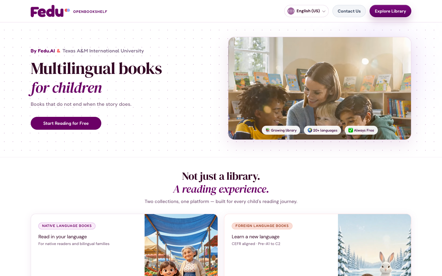 Screenshot of OpenBookshelf by Fedu.AI