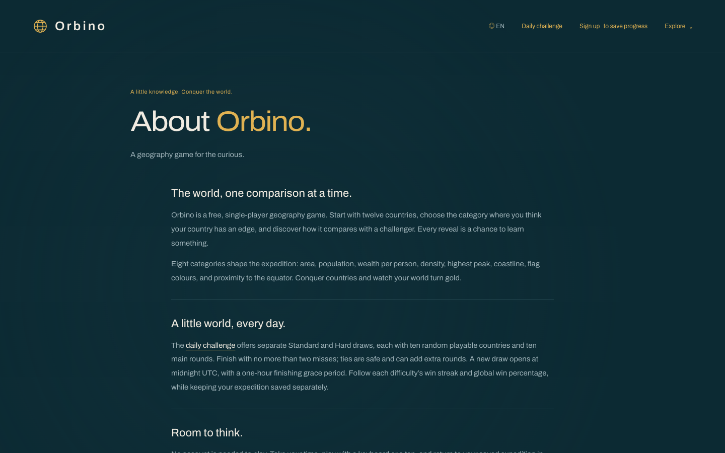 Screenshot of Orbino Geography Game