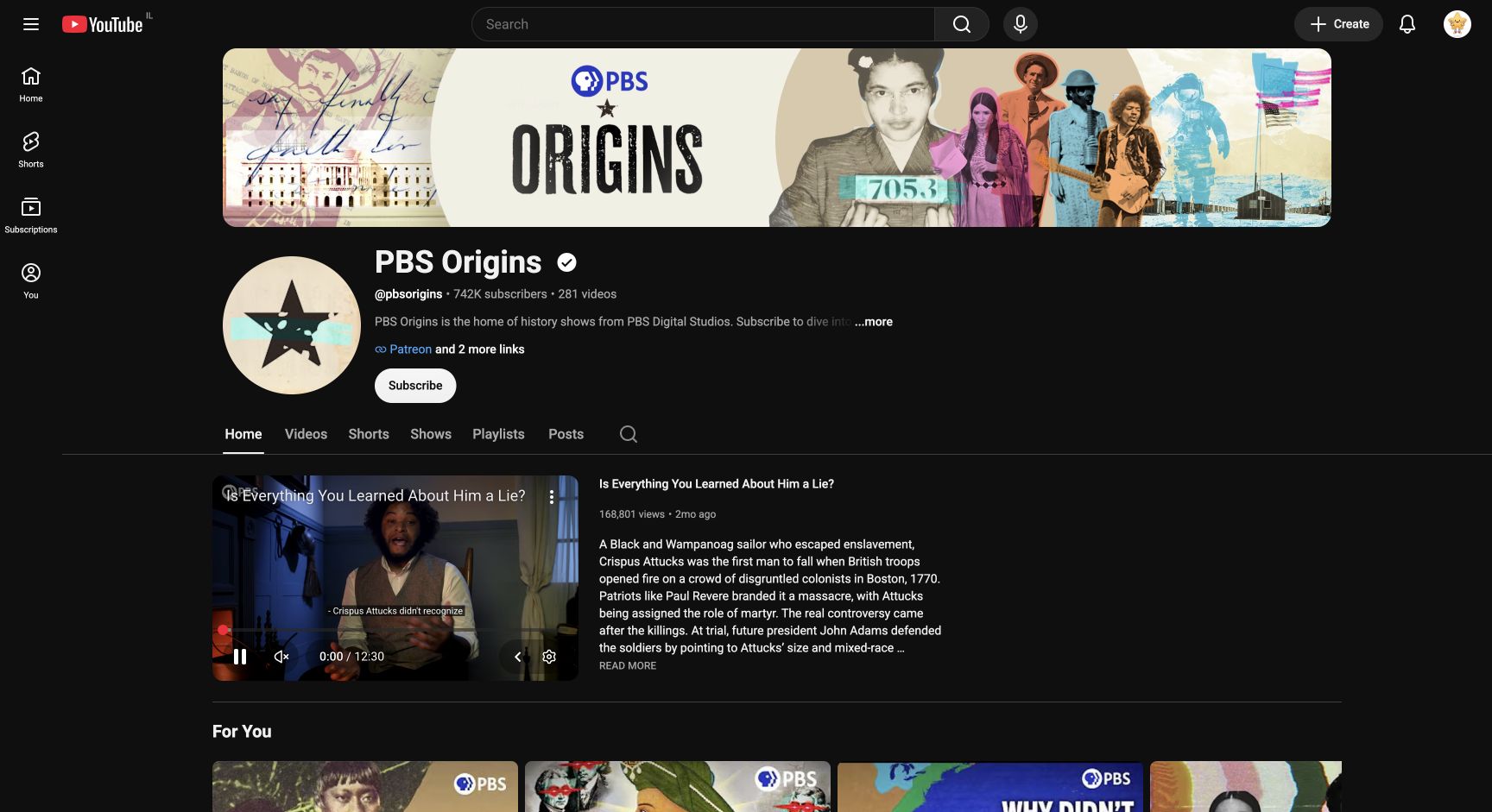 Screenshot of PBS Origins