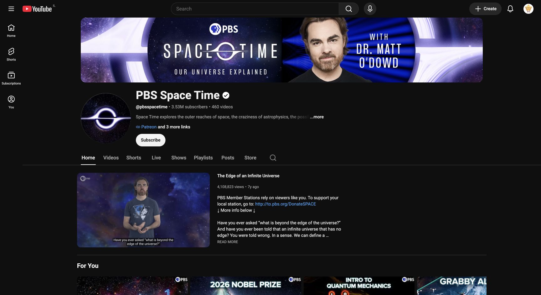 Screenshot of PBS Space Time