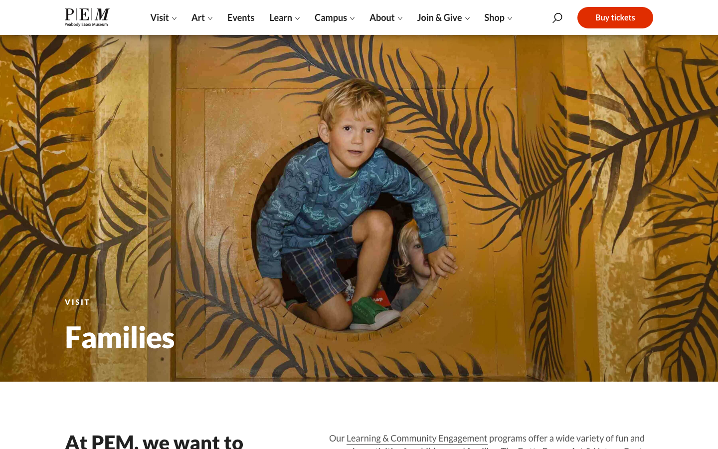 Screenshot of Peabody Essex Museum Family Activities