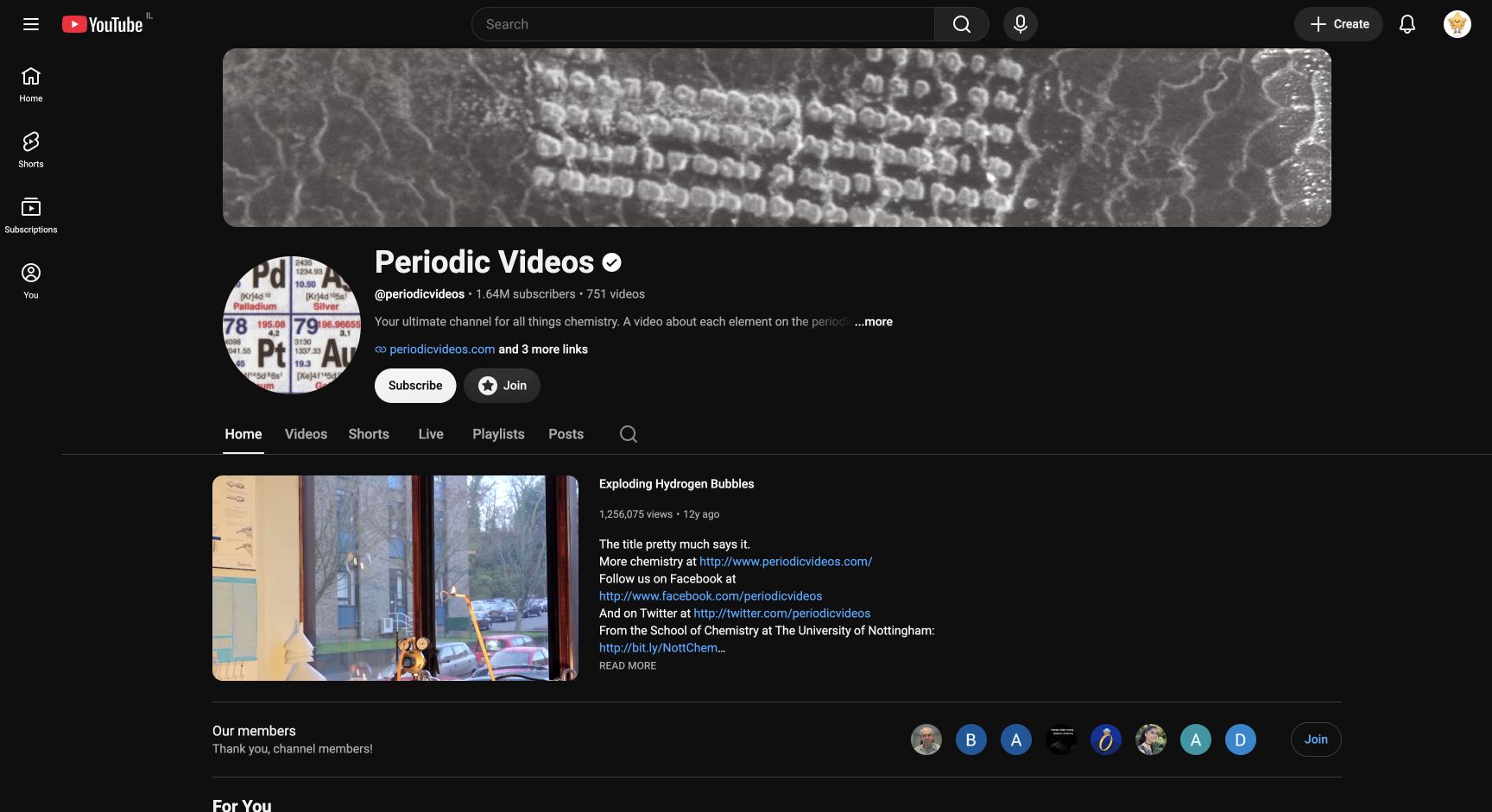 Screenshot of Periodic Videos