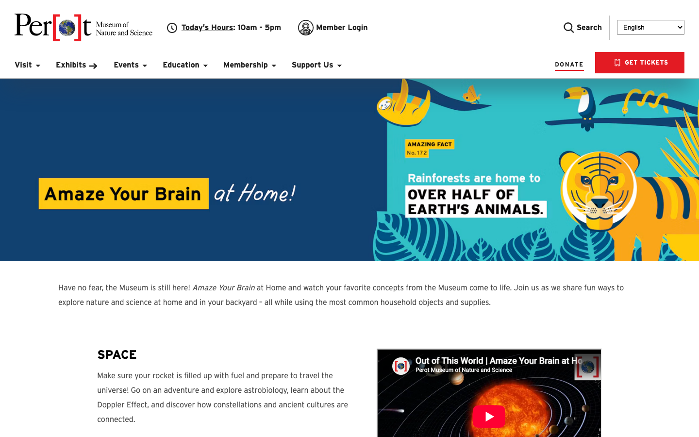 Screenshot of Perot Museum Amaze Your Brain at Home