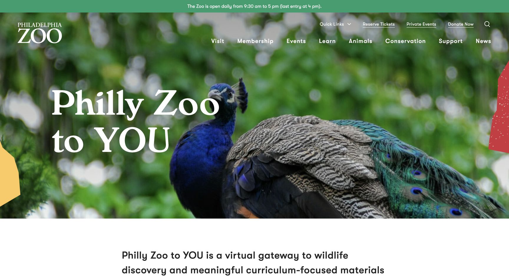 Screenshot of Philadelphia Zoo to You