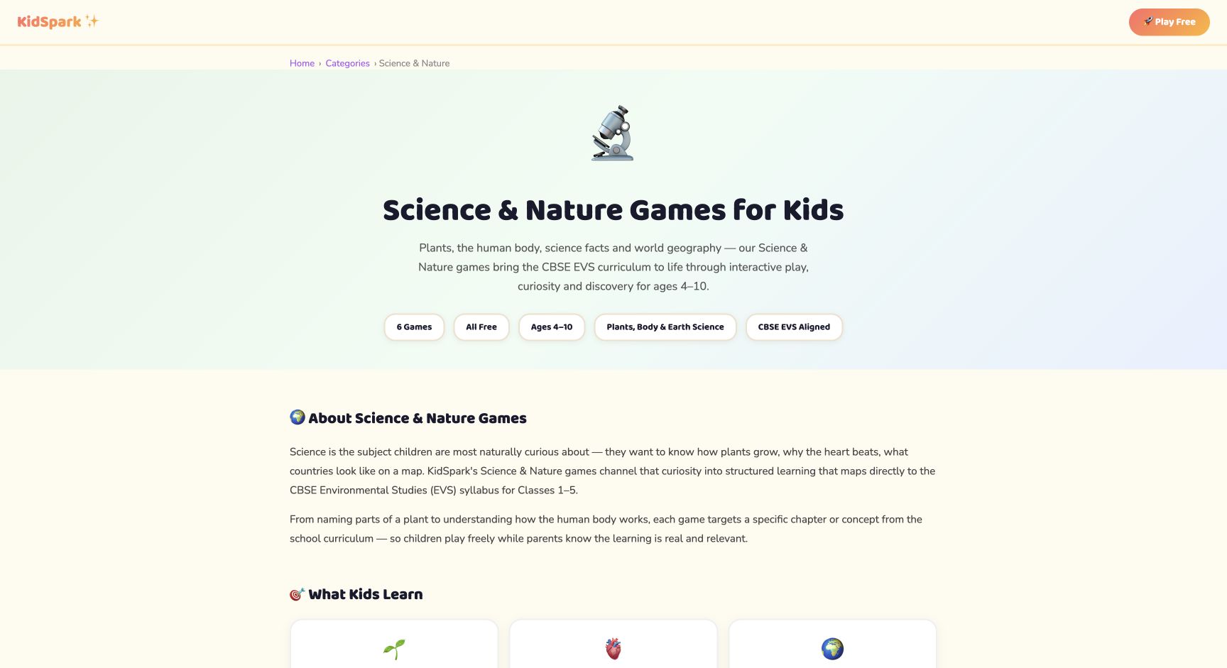Screenshot of KidSpark Science & Nature Games