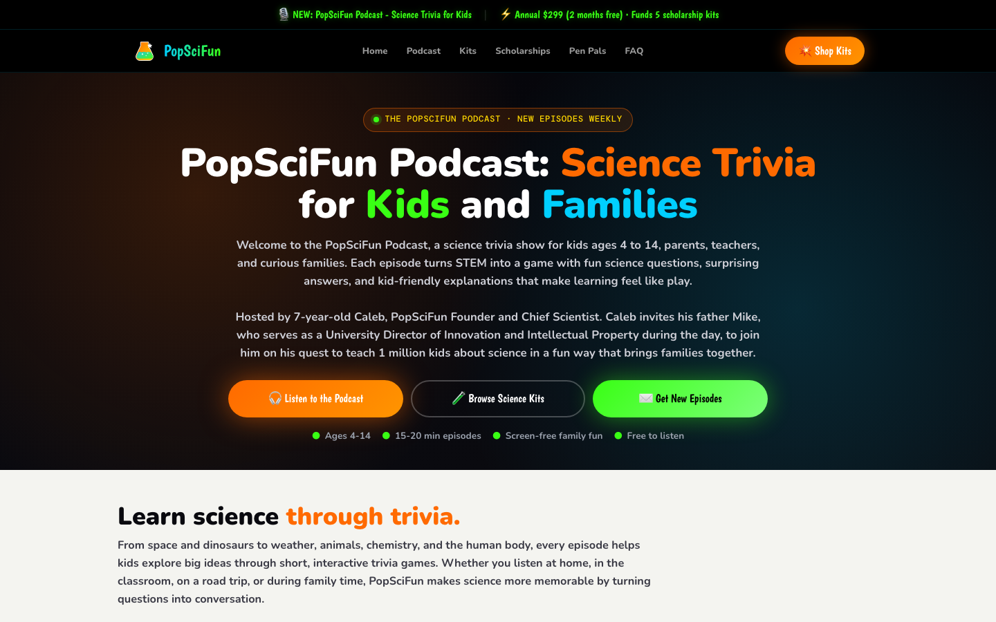 Screenshot of PopSciFun Podcast
