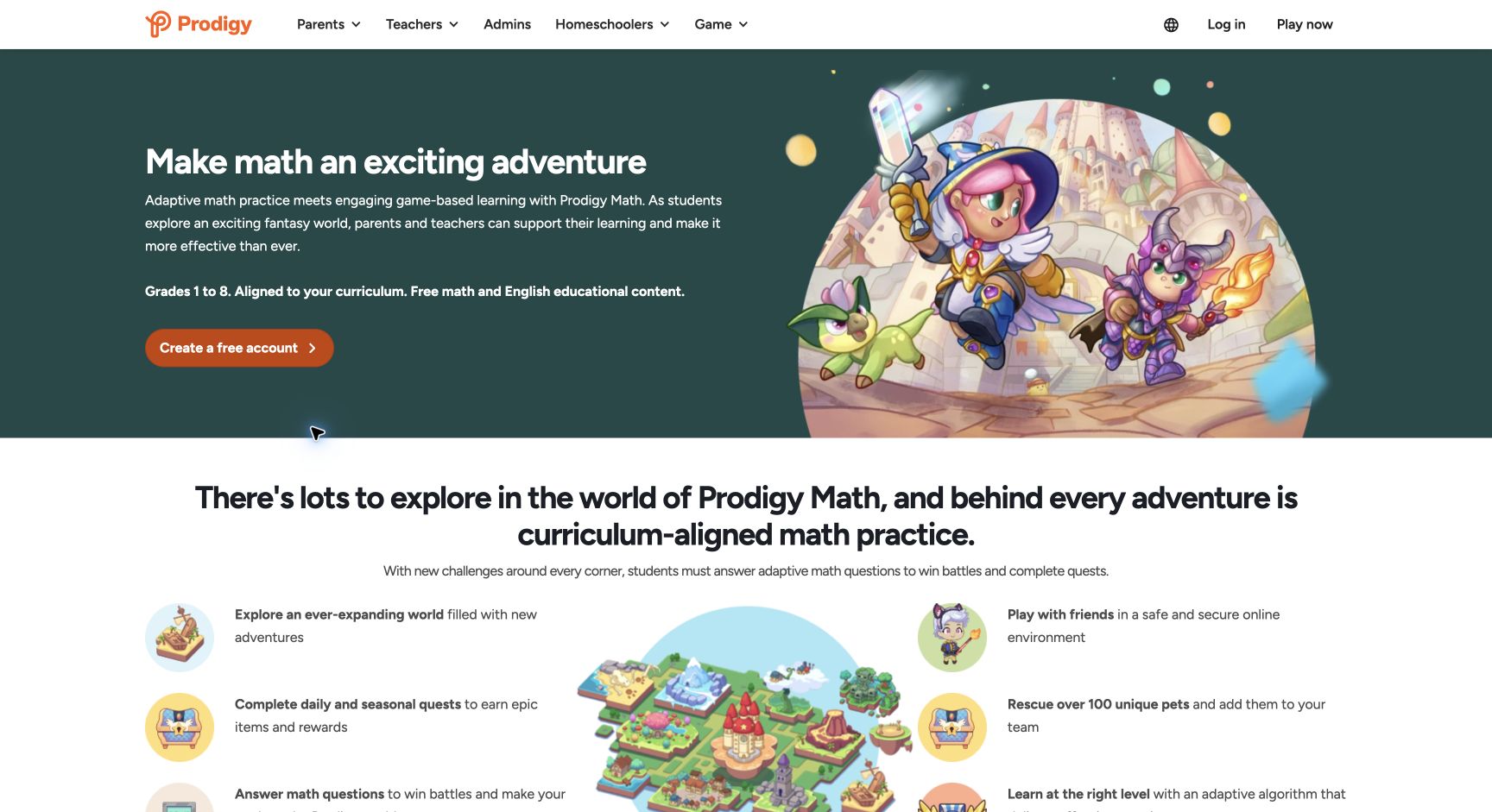 Screenshot of Prodigy Math