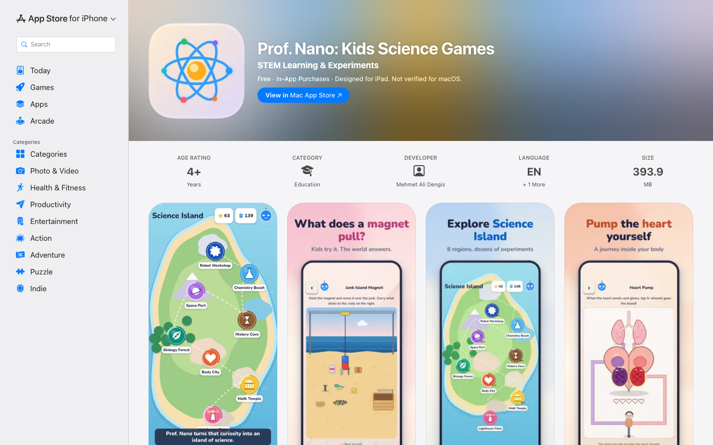 Screenshot of Prof. Nano