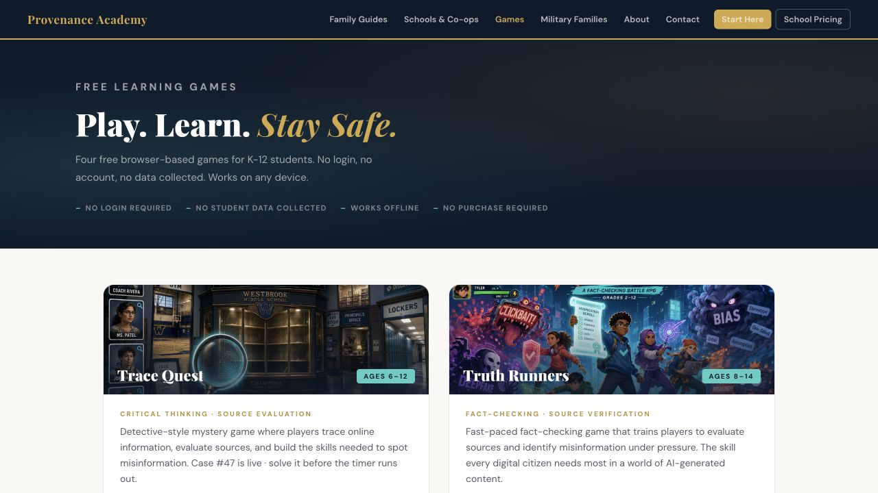 Screenshot of Provenance Academy Free Games