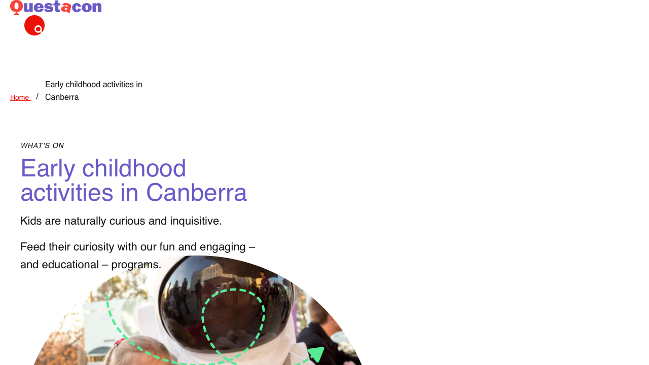 Screenshot of Questacon Early Childhood Activities
