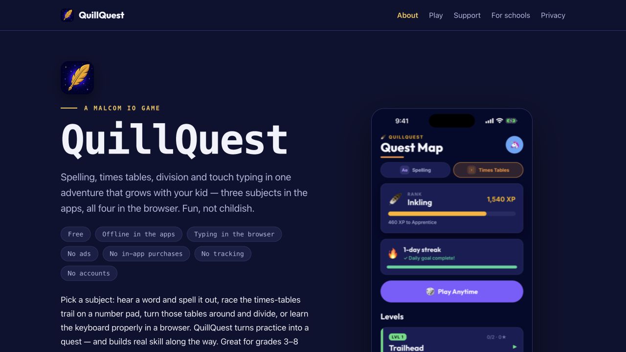 Screenshot of QuillQuest