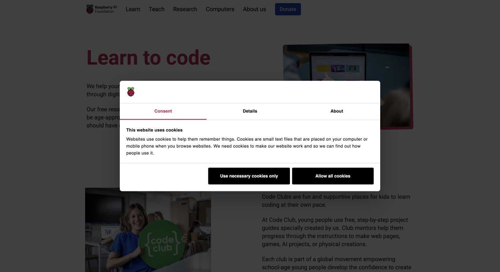 Screenshot of Raspberry Pi Learn to Code