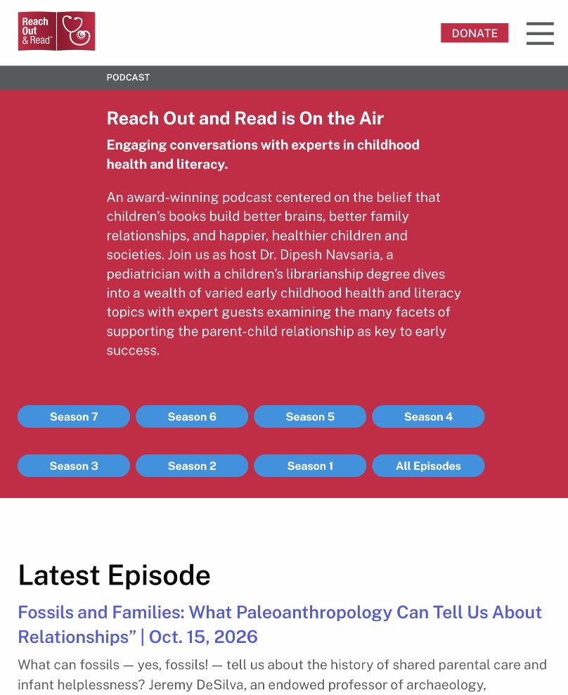 Screenshot of Reach Out and Read Is On the Air
