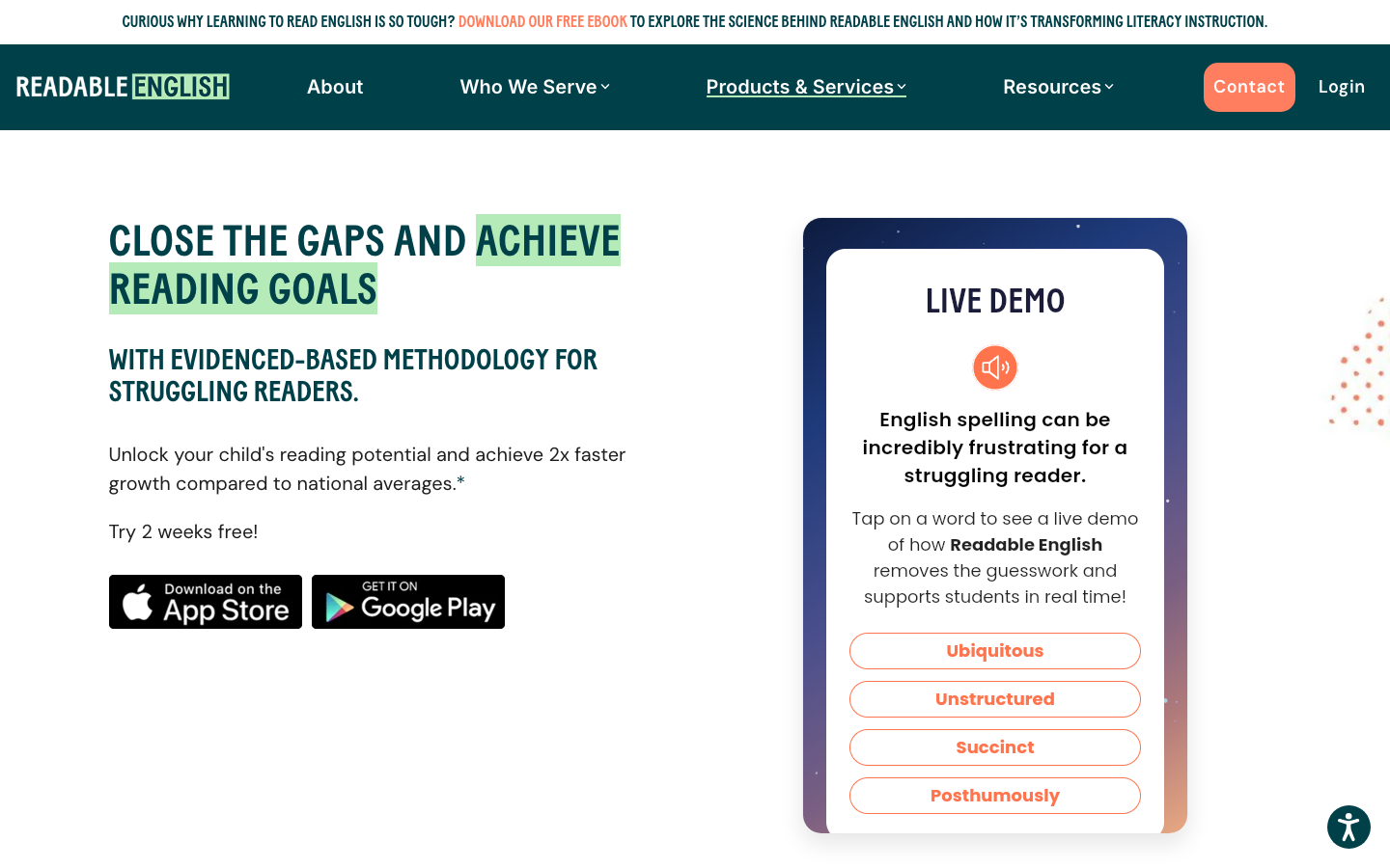 Screenshot of Readable English App