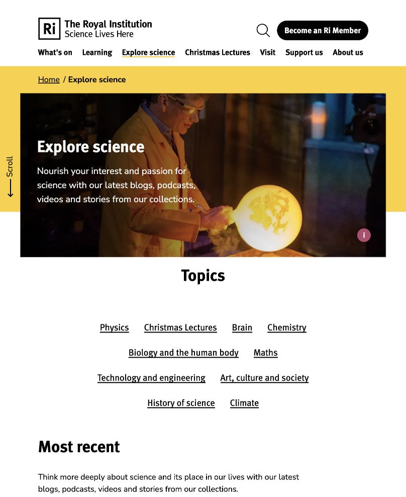 Screenshot of Royal Institution Explore Science