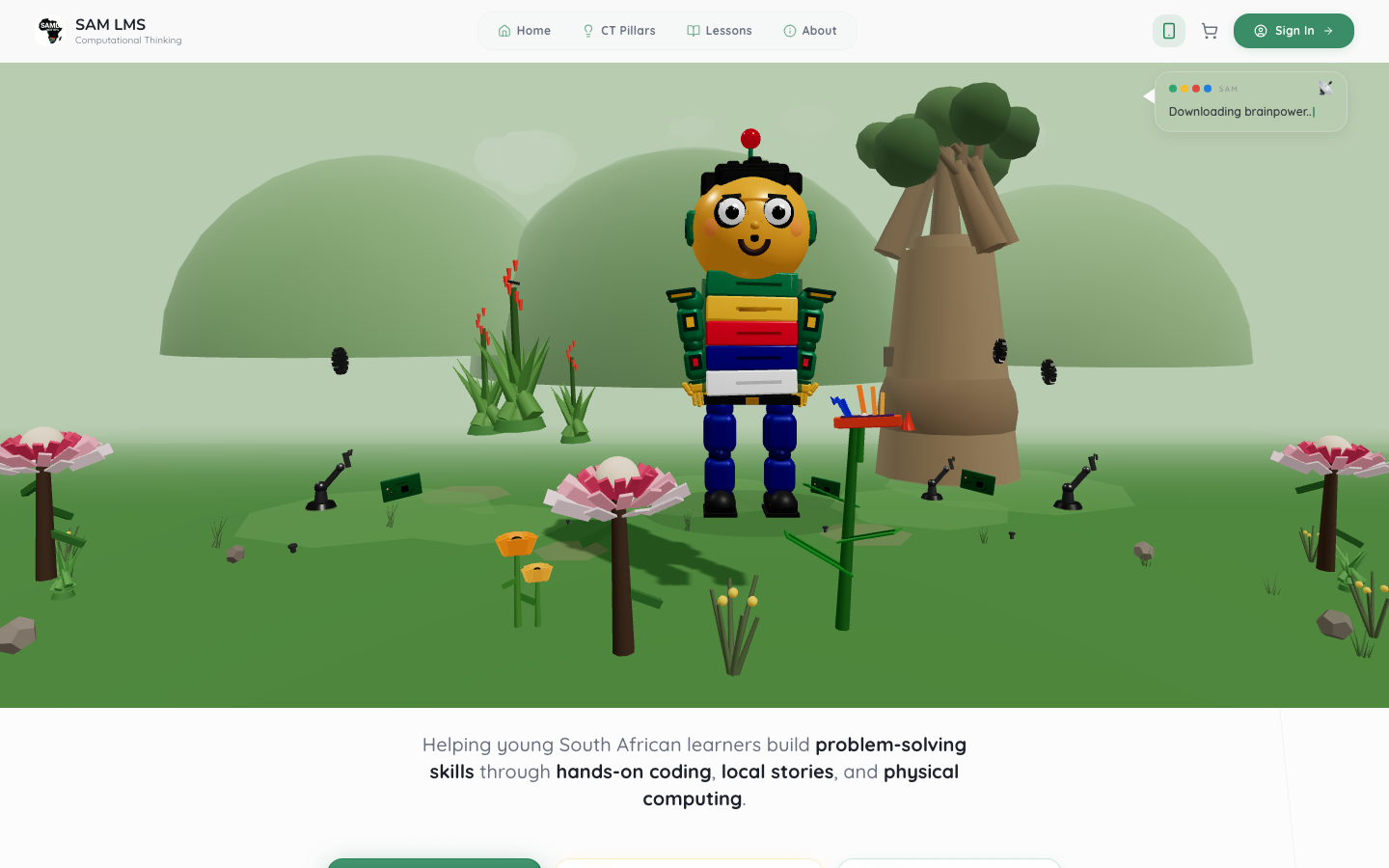 Screenshot of SAM LMS