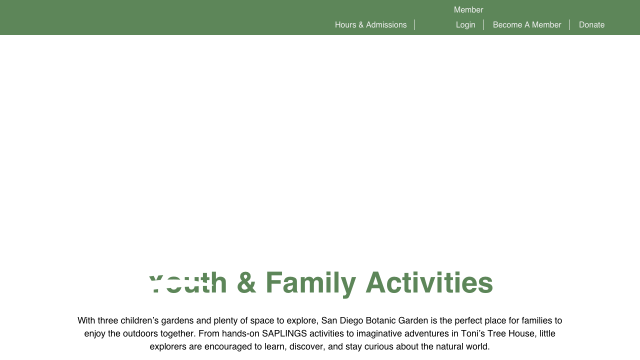Screenshot of San Diego Botanic Garden Youth and Family Activities