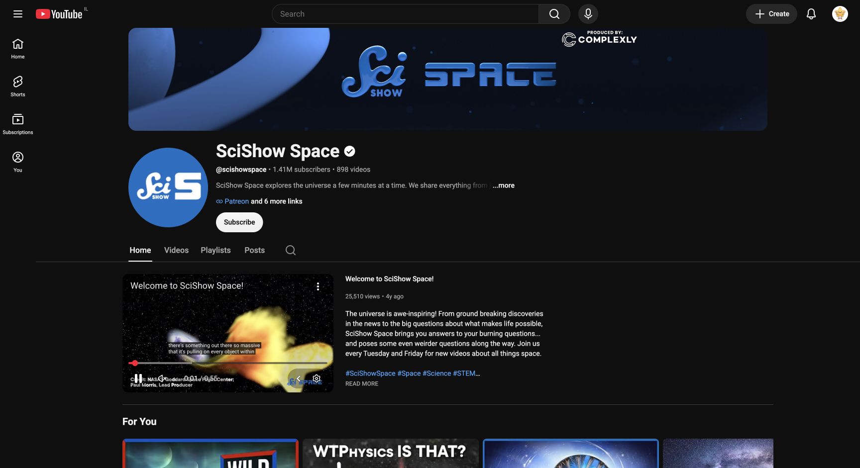 Screenshot of SciShow Space