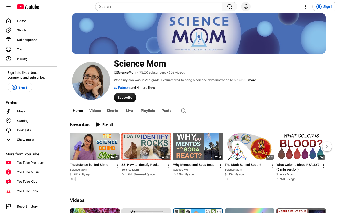 Screenshot of Science Mom