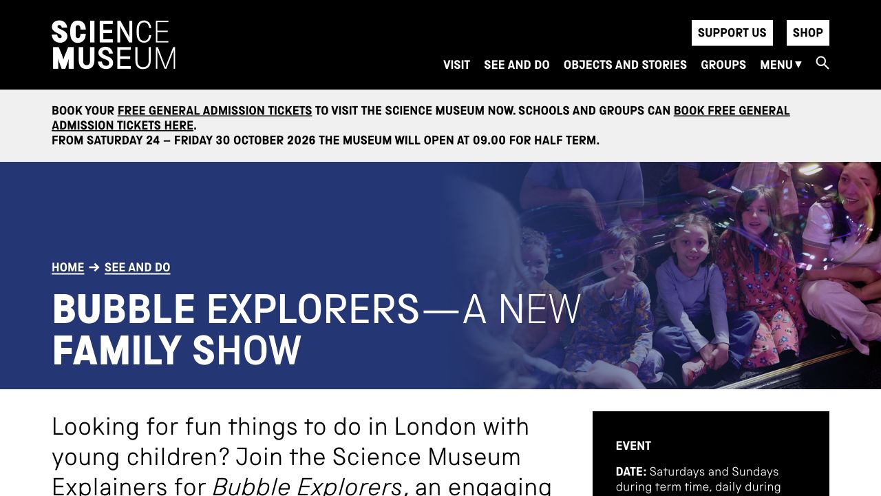 Screenshot of Science Museum Bubble Explorers