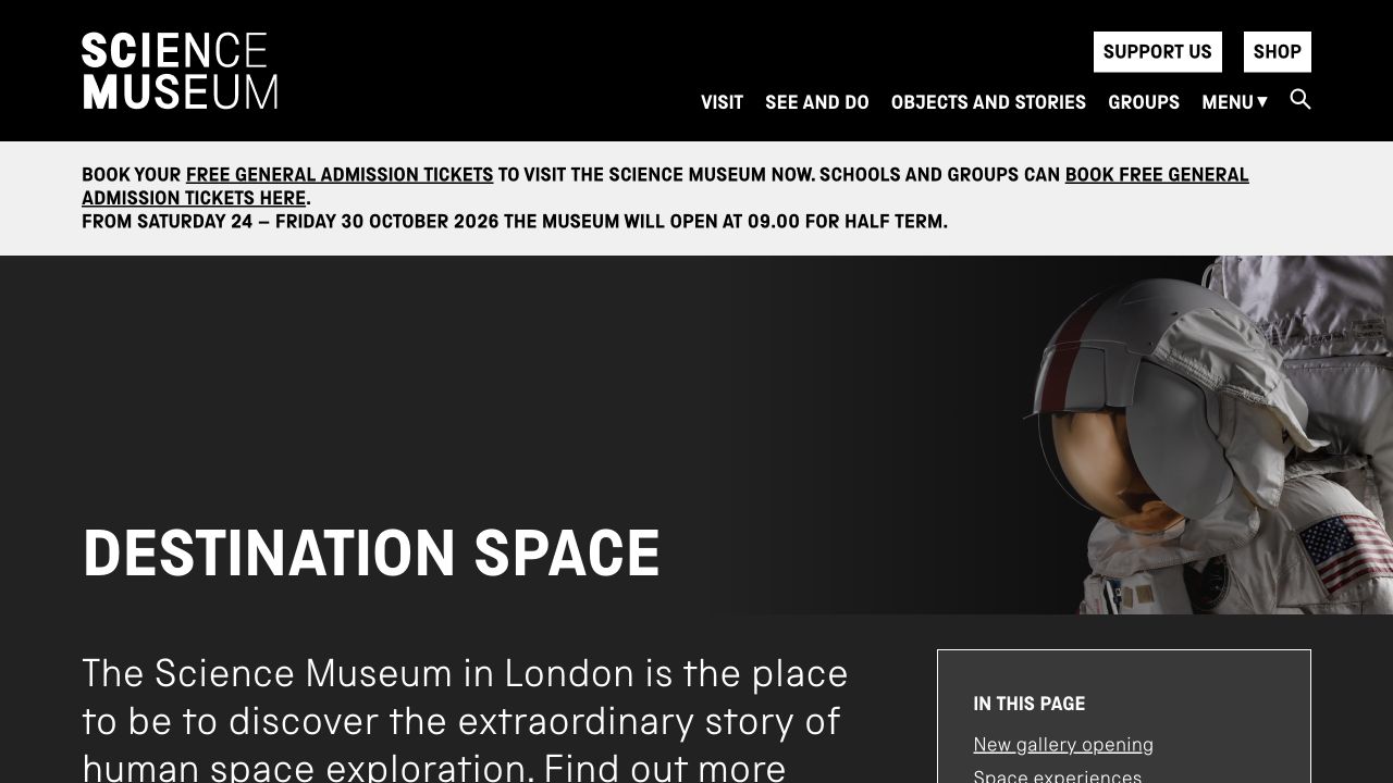 Screenshot of Science Museum Destination Space