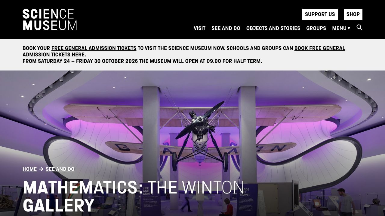 Screenshot of Science Museum Mathematics: The Winton Gallery