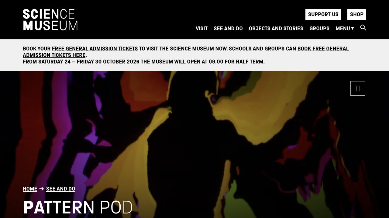 Screenshot of Science Museum Pattern Pod