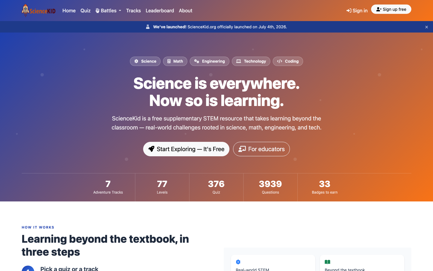 Screenshot of ScienceKid