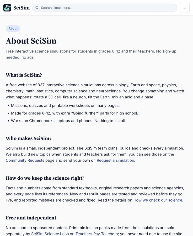 Screenshot of SciSim