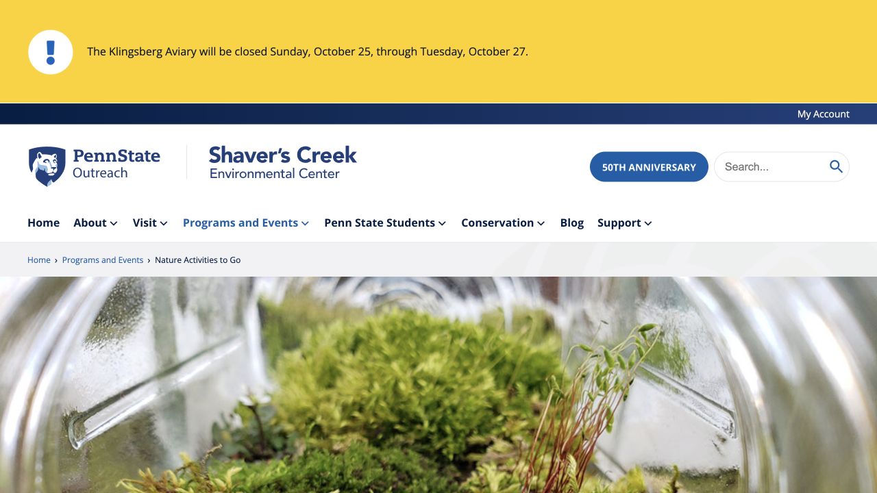 Screenshot of Shaver’s Creek Nature Activities to Go