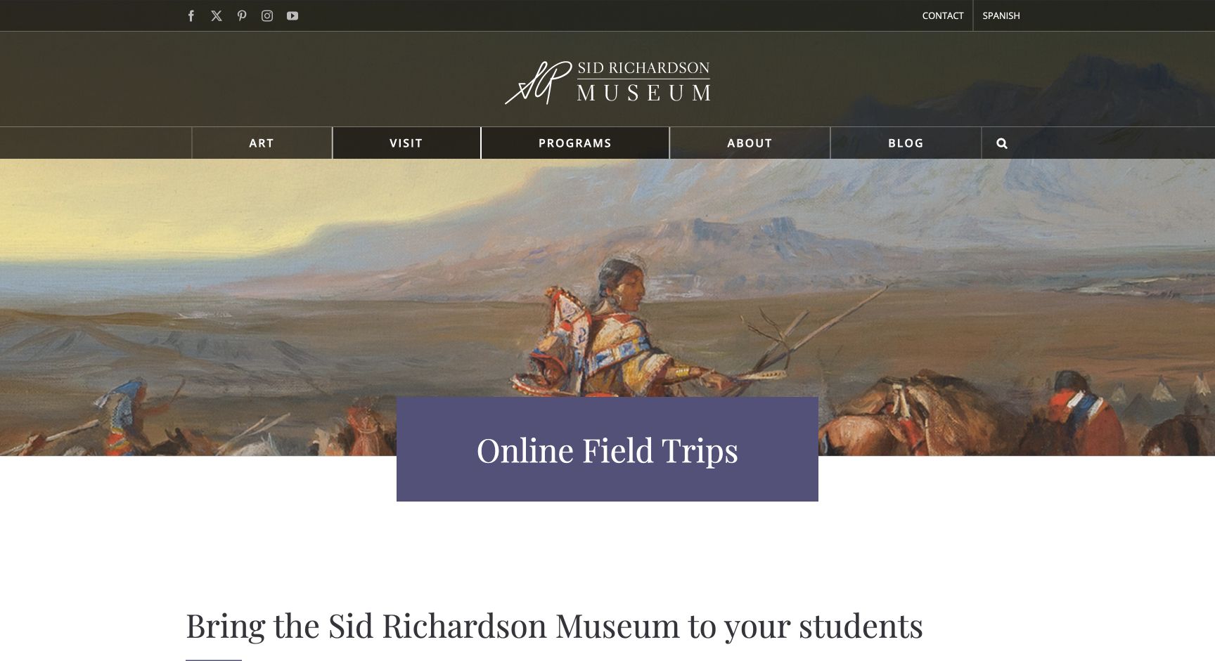 Screenshot of Sid Richardson Museum Online Field Trips