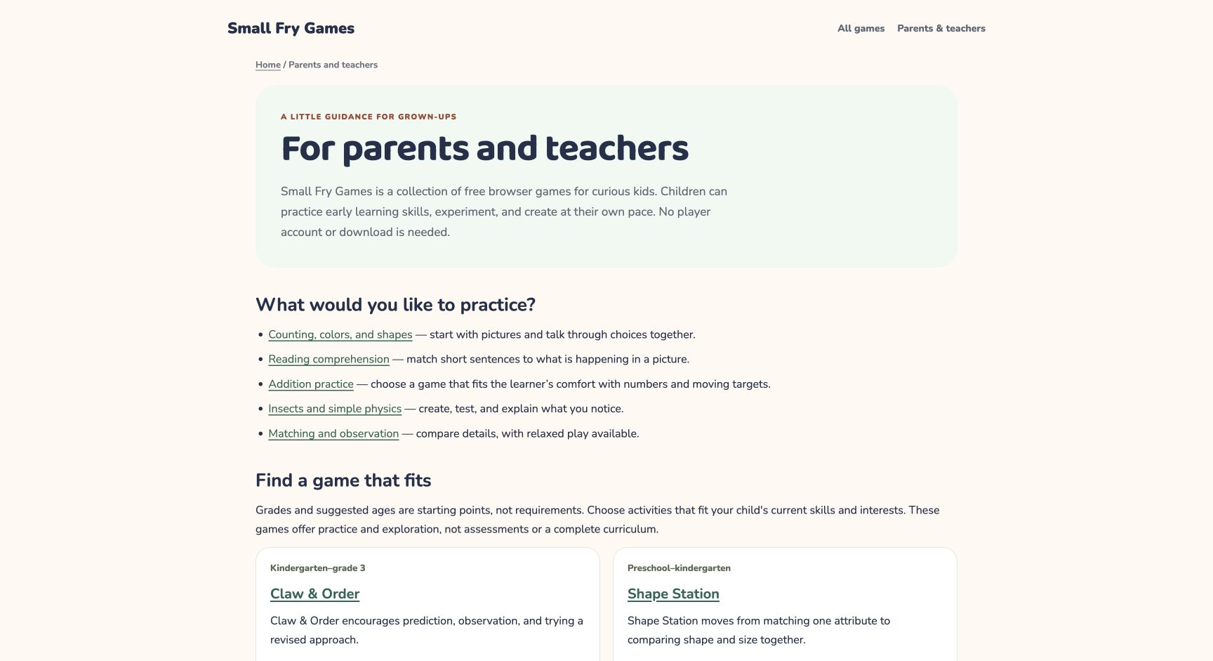 Screenshot of Small Fry Games