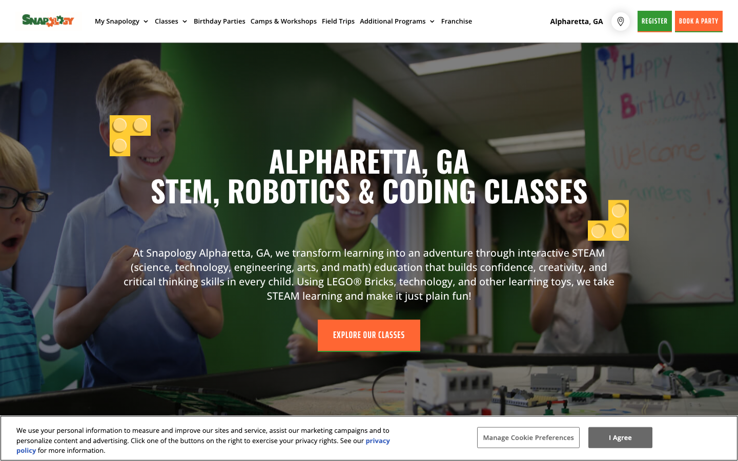 Screenshot of Snapology Alpharetta Programs