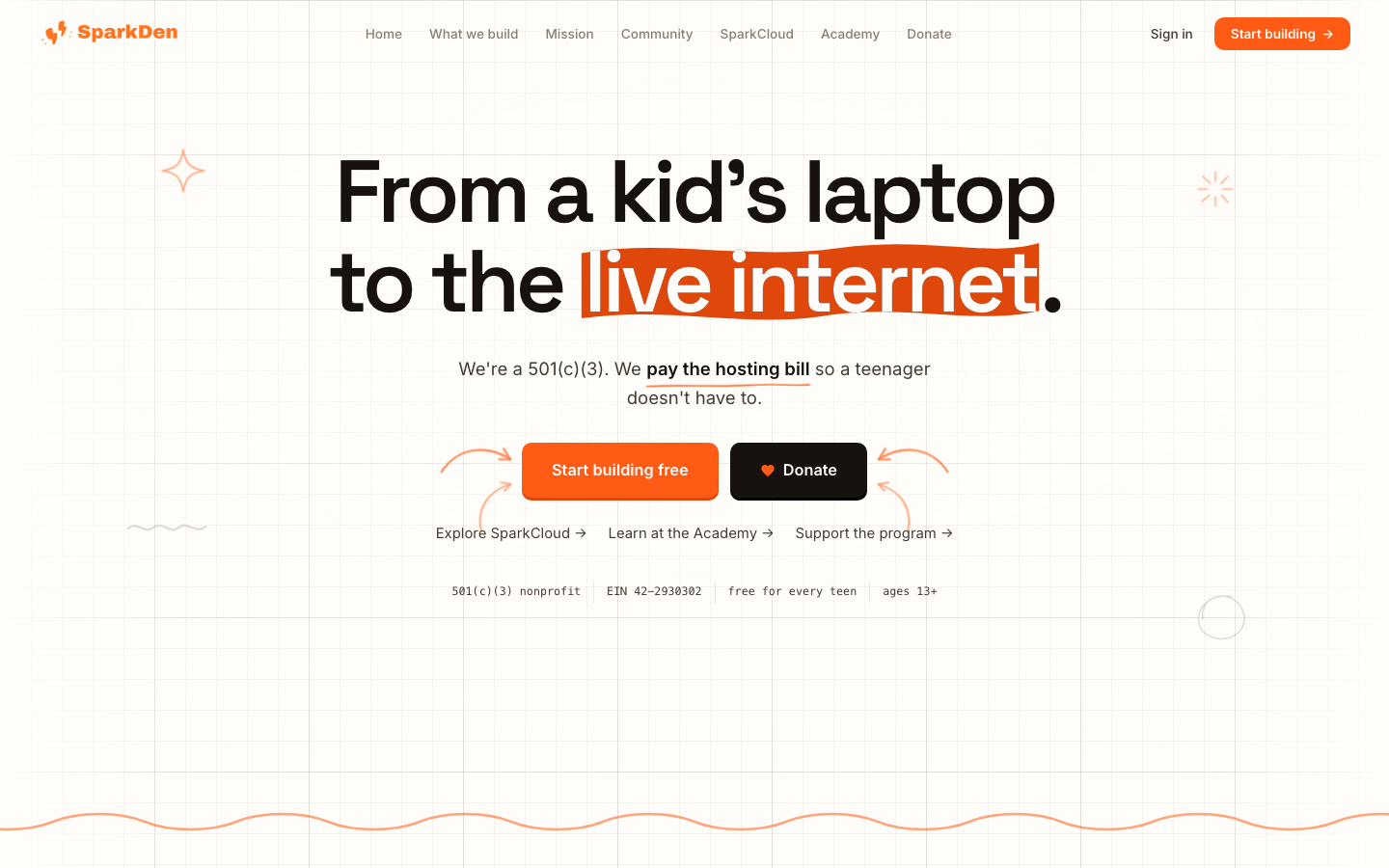 Screenshot of SparkDen