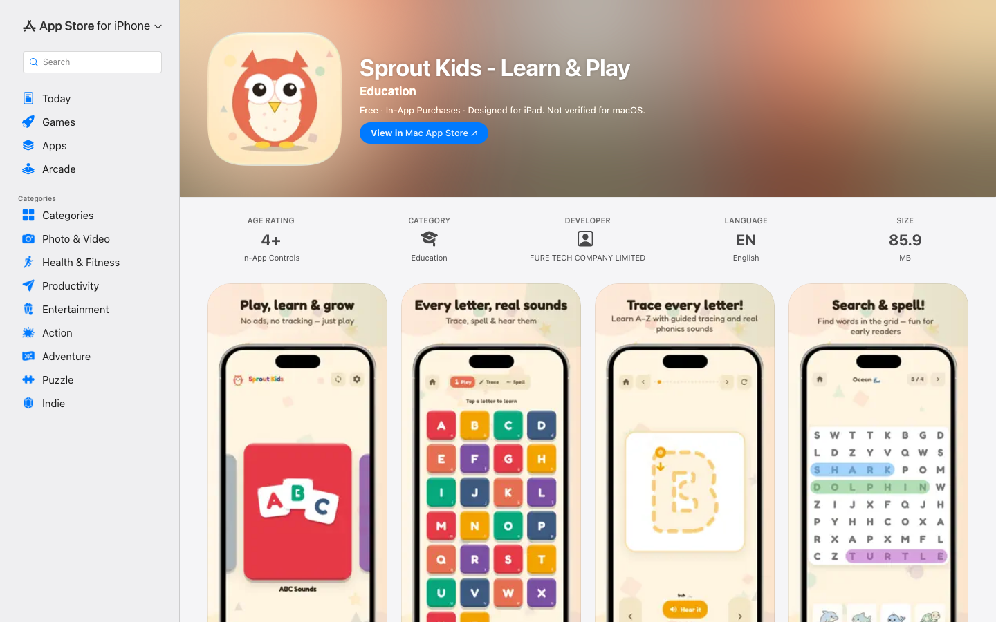 Screenshot of Sprout Kids