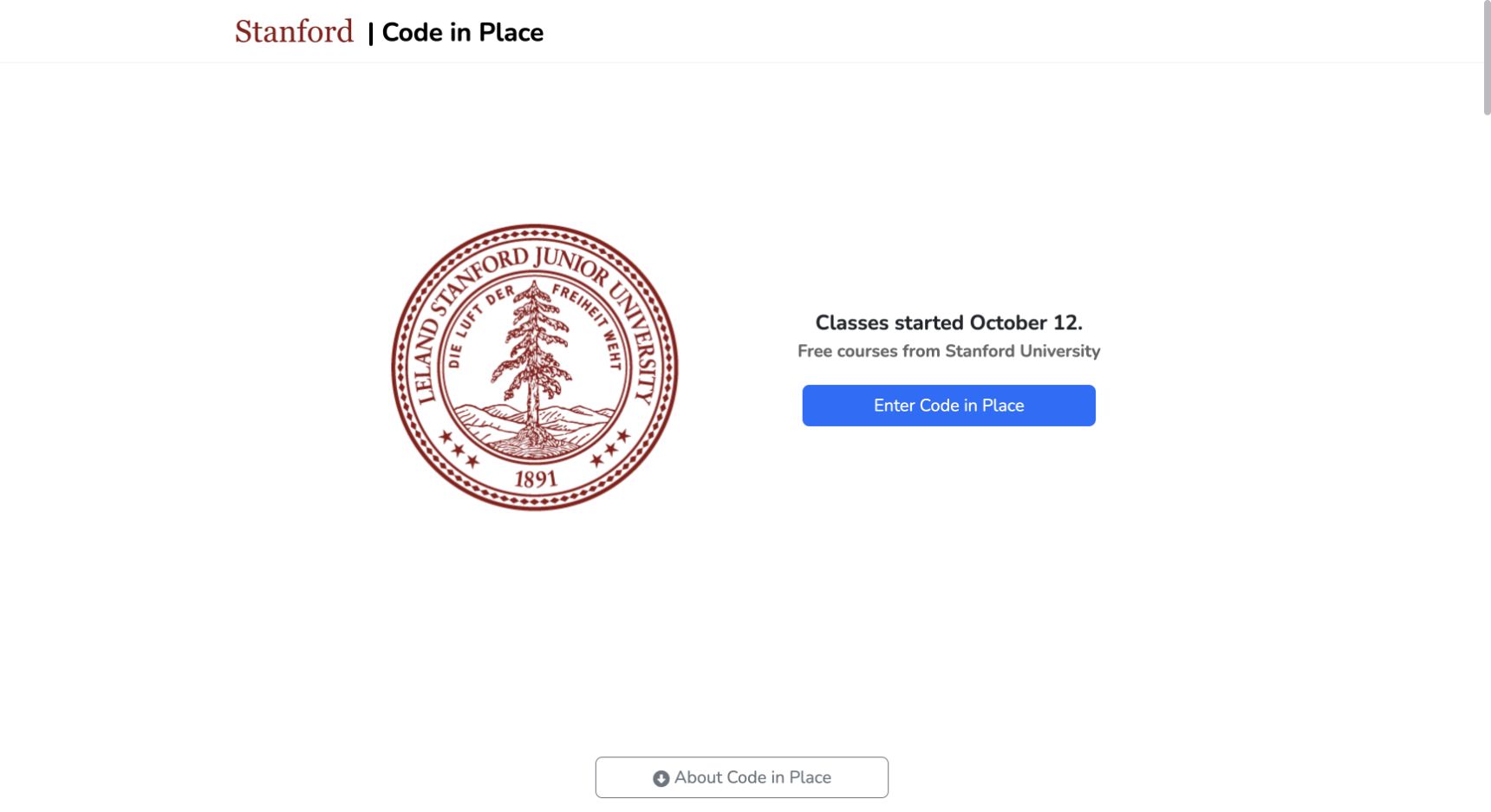 Screenshot of Stanford Code in Place