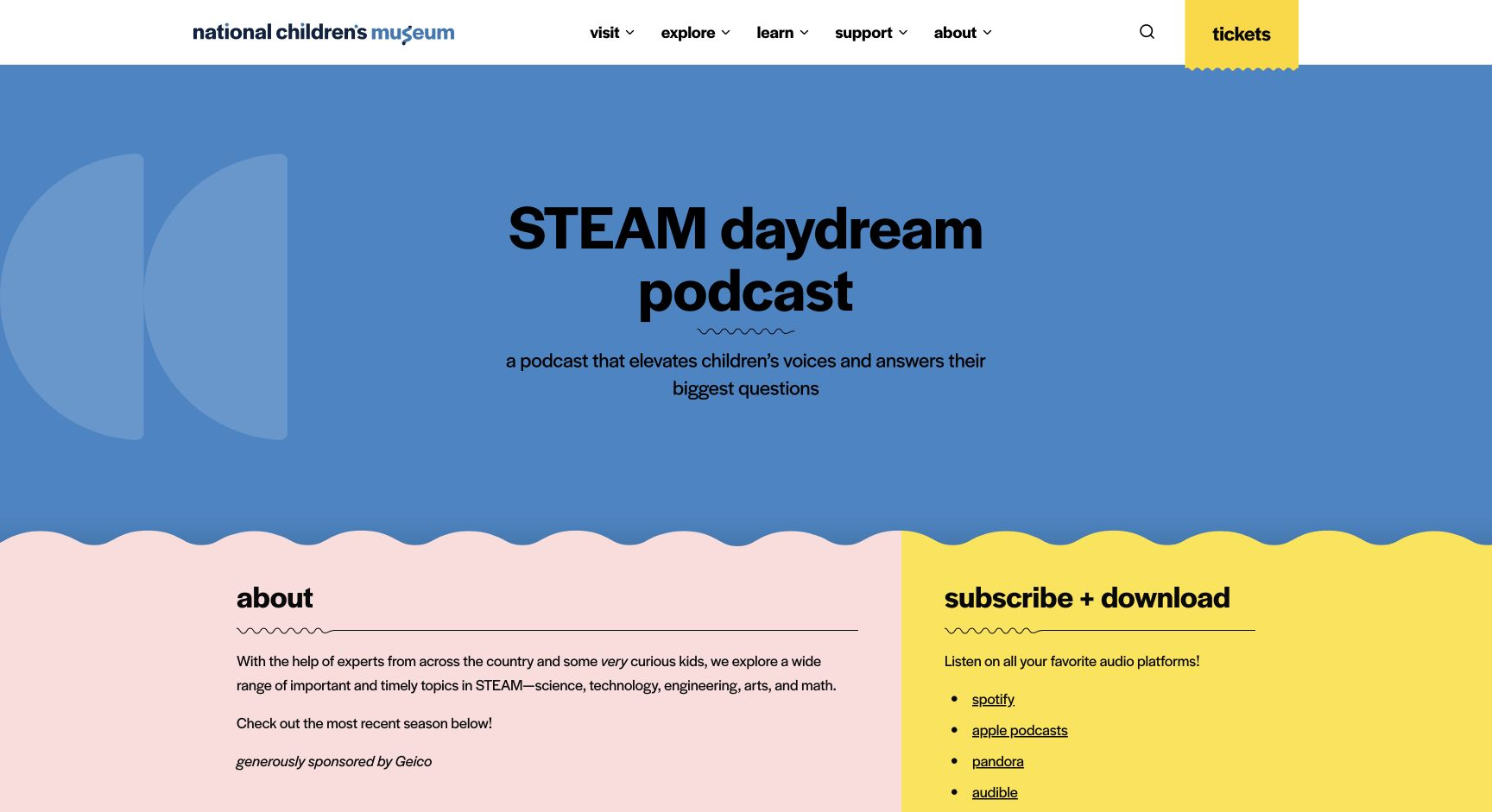 Screenshot of STEAM Daydream Podcast
