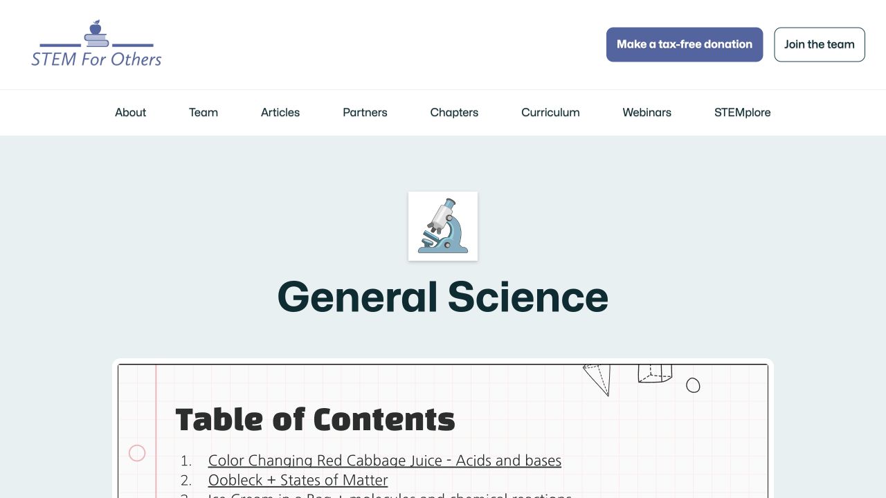 Screenshot of STEM for Others General Science