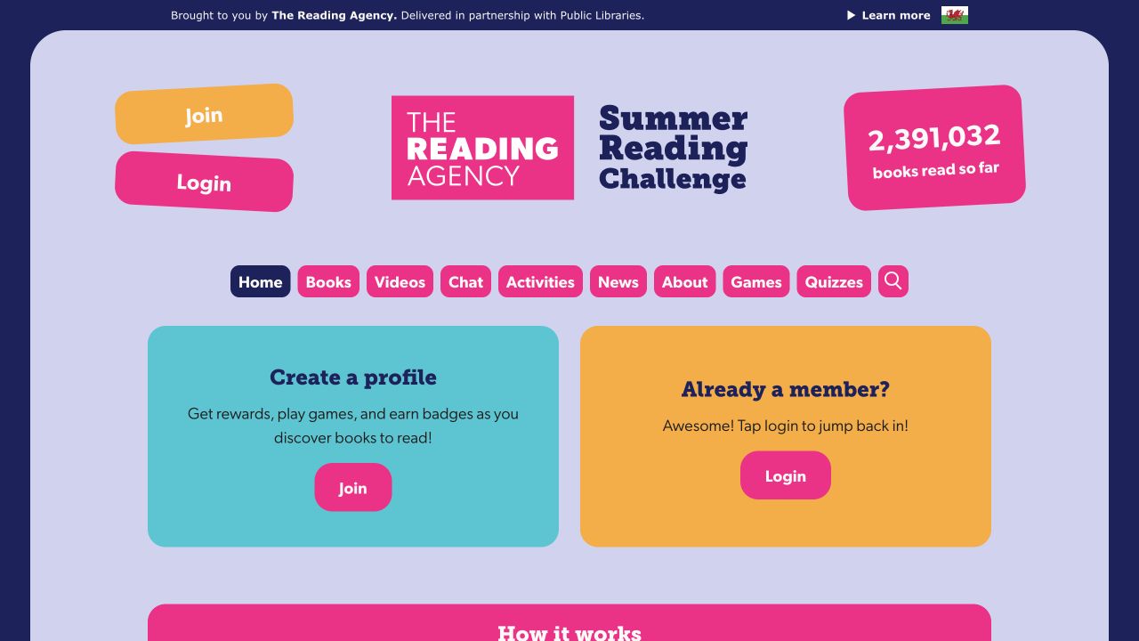 Screenshot of Summer Reading Challenge