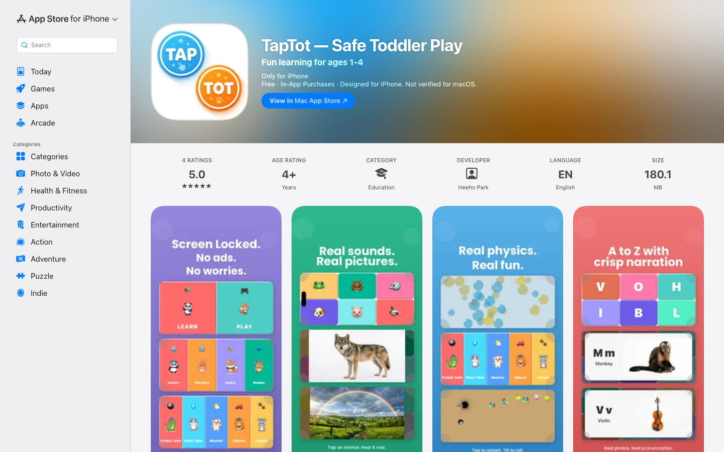 Screenshot of TapTot