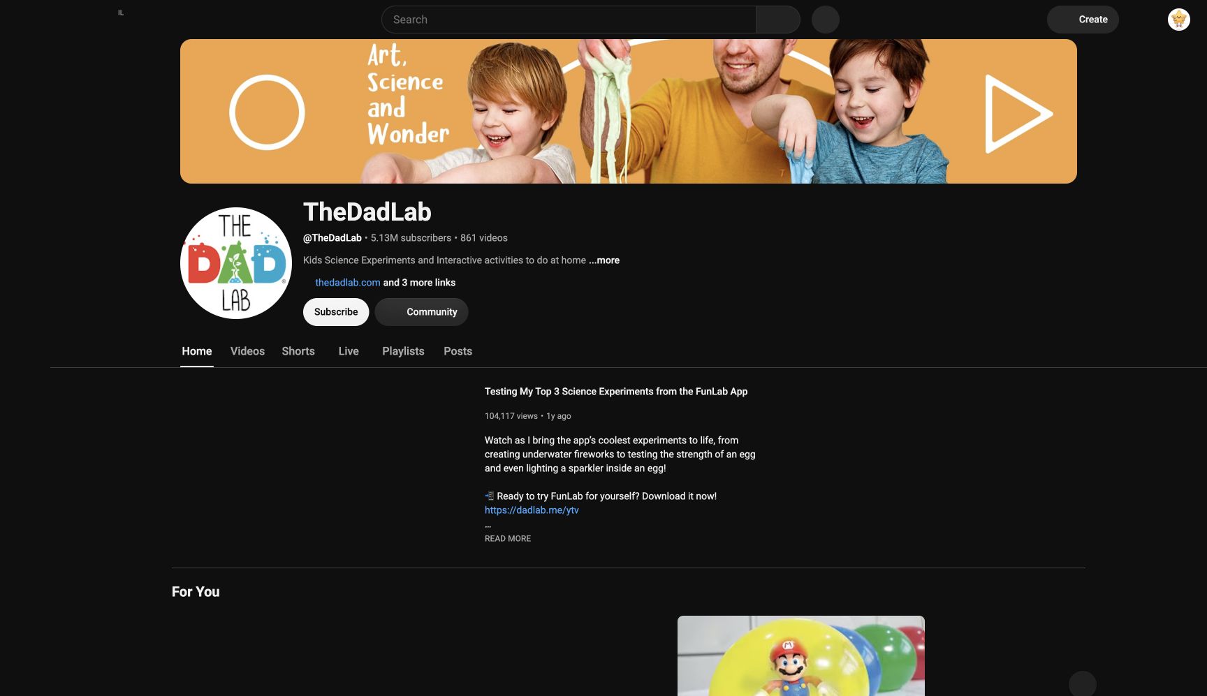 Screenshot of TheDadLab