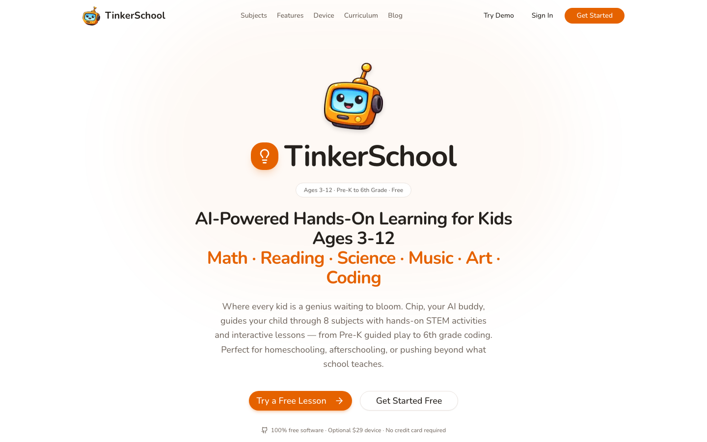 Screenshot of TinkerSchool