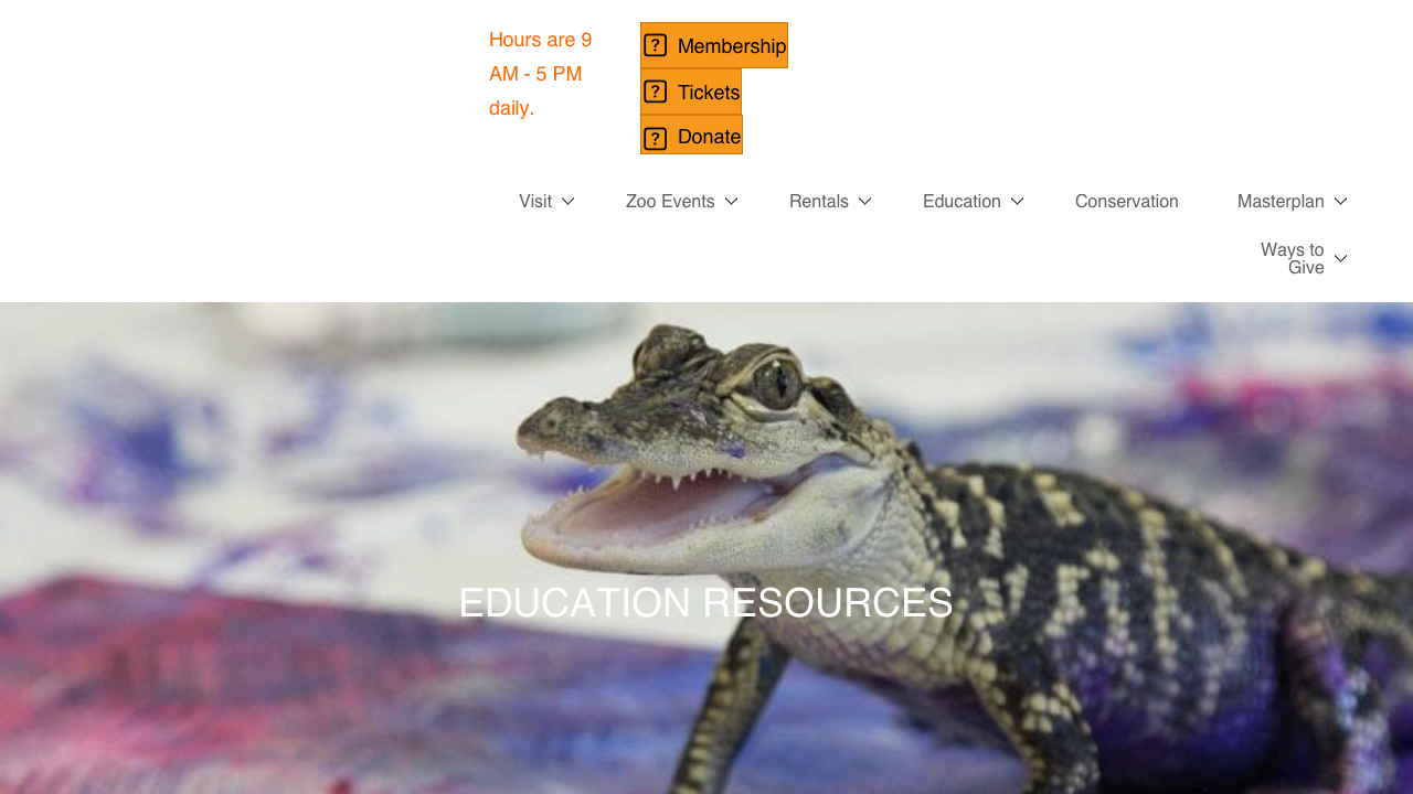 Screenshot of Topeka Zoo Education Resources