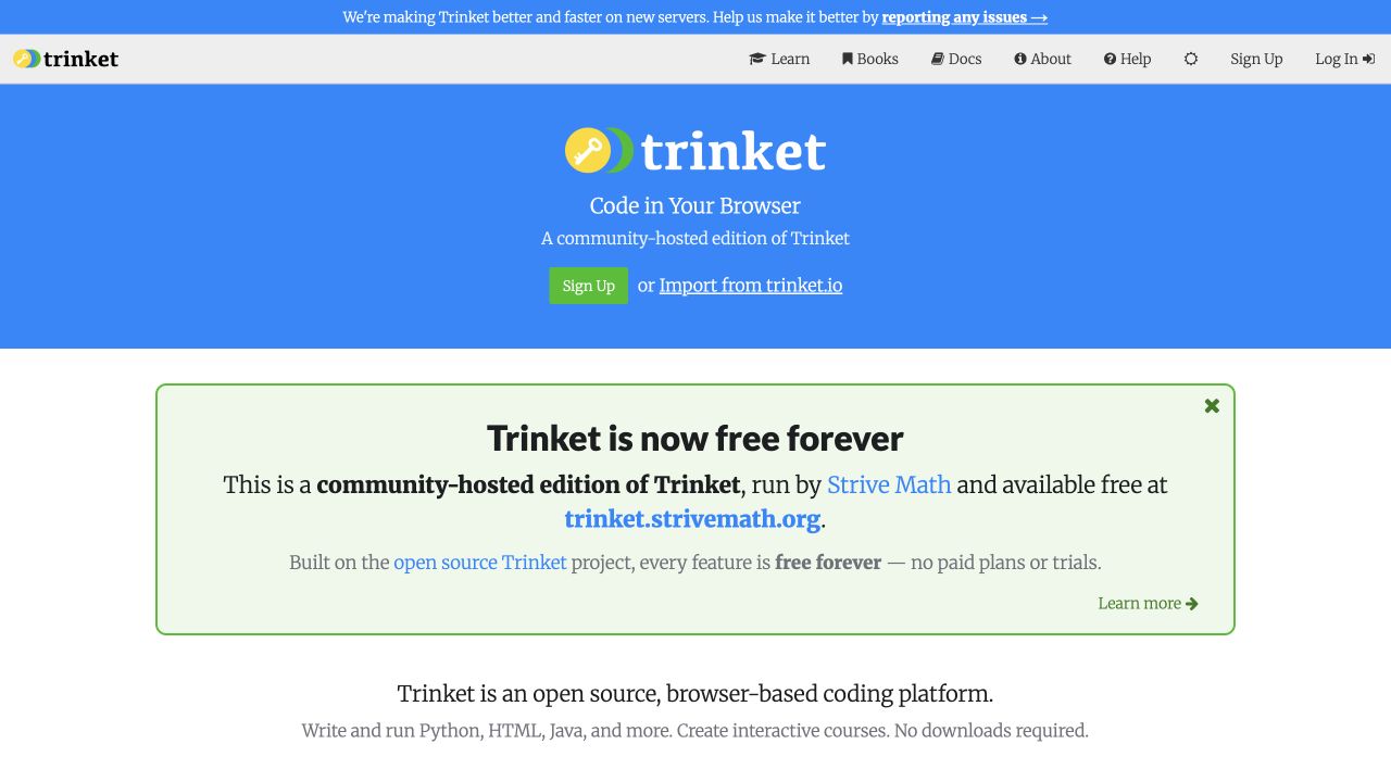 Screenshot of Trinket by Strive Math