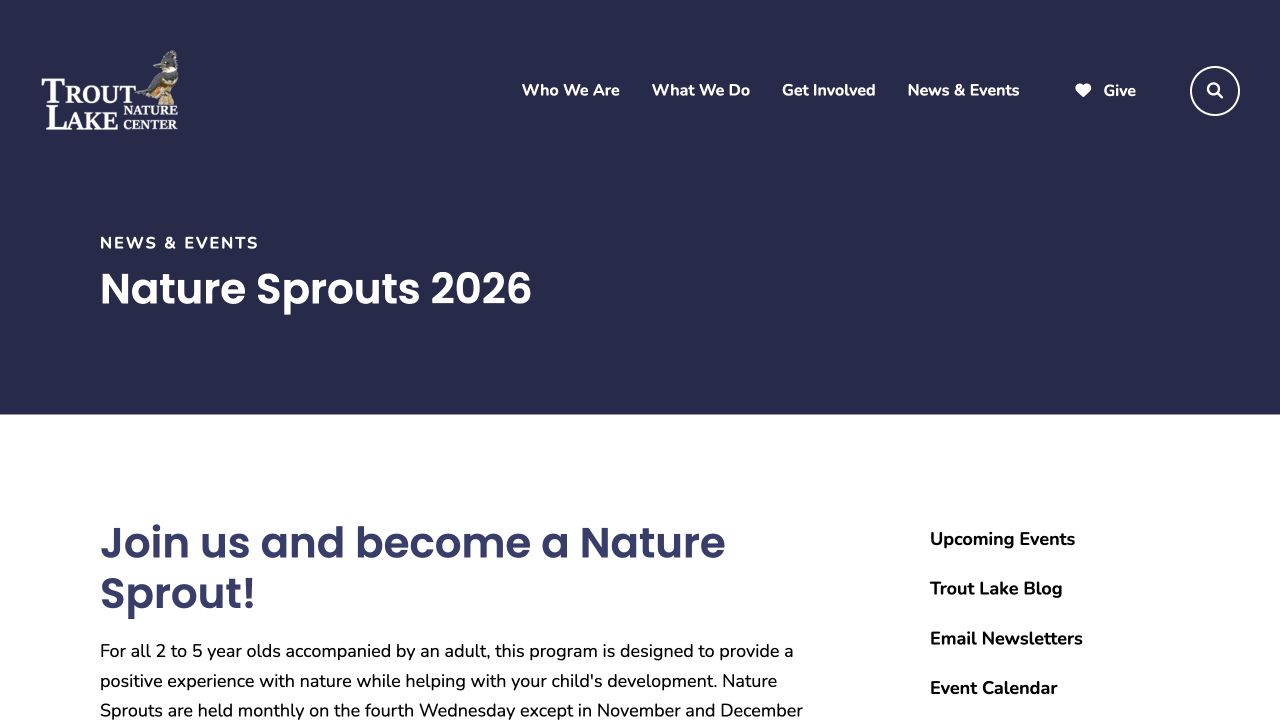 Screenshot of Trout Lake Nature Sprouts